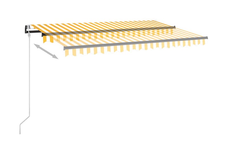 Automatisk markis med vindsensor & LED 450x350 cm gul/vit - Gul - Utemöbler - Solskydd - Markiser - Balkongmarkis
