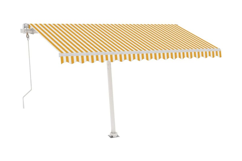 Automatisk markis med vindsensor & LED 450x350 cm gul/vit - Gul - Utemöbler - Solskydd - Markiser - Balkongmarkis