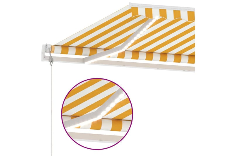 Automatisk markis med vindsensor & LED 450x350 cm gul/vit - Gul - Utemöbler - Solskydd - Markiser - Balkongmarkis