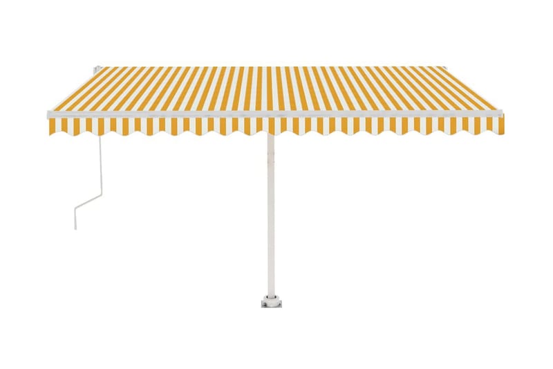 Automatisk markis med vindsensor & LED 450x350 cm gul/vit - Gul - Utemöbler - Solskydd - Markiser - Balkongmarkis