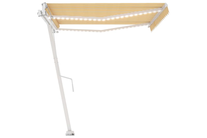 Automatisk markis med vindsensor & LED 450x350 cm gul/vit - Gul - Utemöbler - Solskydd - Markiser - Balkongmarkis