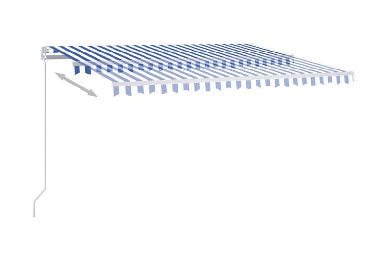 Automatisk markis med vindsensor & LED 4x3,5 m blå och vit - Blå - Utemöbler - Solskydd - Markiser - Balkongmarkis