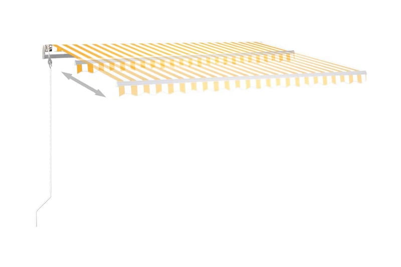 Automatisk markis med vindsensor & LED 4x3,5 m gul och vit - Gul - Balkongmarkis - Markiser - Terrassmarkis