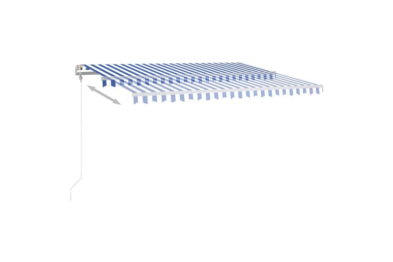 Automatisk markis med vindsensor & LED 4x3 m blå och vit - Blå - Balkongmarkis - Markiser - Terrassmarkis