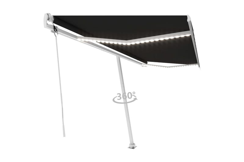 Automatisk markis med vindsensor & LED 500x300 cm antracit - Grå - Utemöbler - Solskydd - Markiser - Balkongmarkis