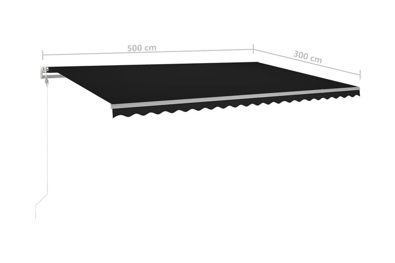 Automatisk markis med vindsensor & LED 500x300 cm antracit - Grå - Balkongmarkis - Markiser - Terrassmarkis
