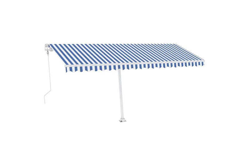 Automatisk markis med vindsensor & LED 500x300 cm blå och vi - Blå - Utemöbler - Solskydd - Markiser - Balkongmarkis