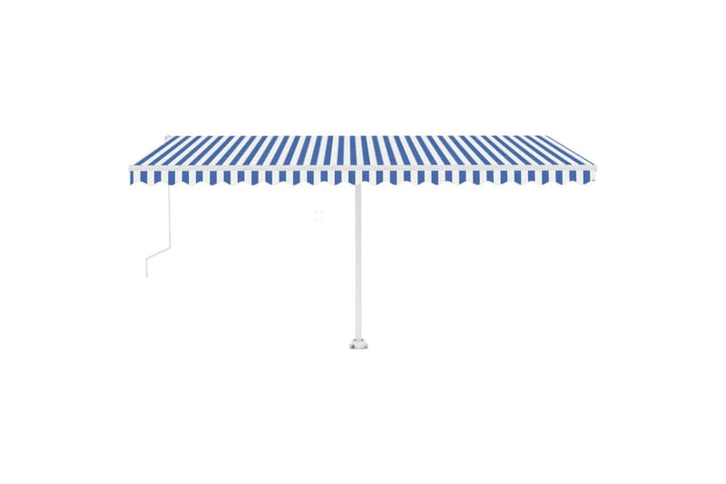 Automatisk markis med vindsensor & LED 500x300 cm blå och vi - Blå - Utemöbler - Solskydd - Markiser - Balkongmarkis