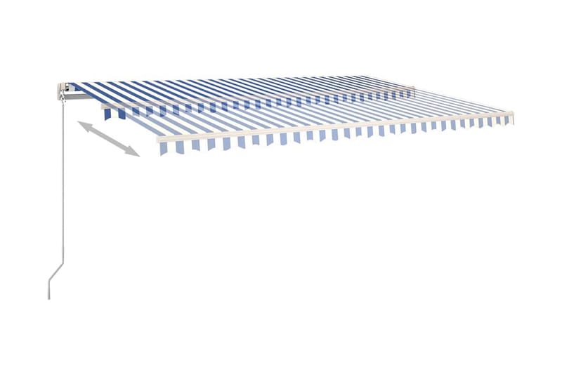 Automatisk markis med vindsensor & LED 500x300 cm blå och vi - Blå - Fönstermarkis - Markiser