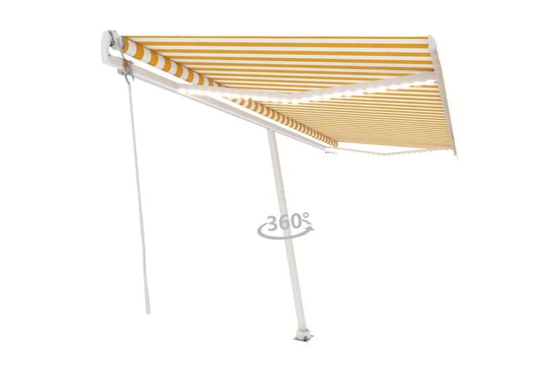 Automatisk markis med vindsensor & LED 500x300 cm gul/vit - Gul - Utemöbler - Solskydd - Markiser - Balkongmarkis