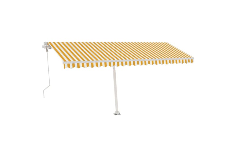 Automatisk markis med vindsensor & LED 500x300 cm gul/vit - Gul - Utemöbler - Solskydd - Markiser - Balkongmarkis