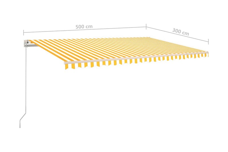 Automatisk markis med vindsensor & LED 500x300 cm gul/vit - Gul - Utemöbler - Solskydd - Markiser - Balkongmarkis