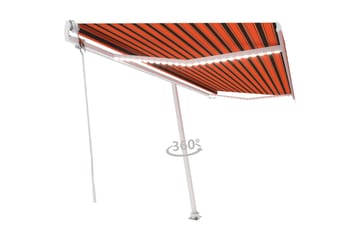 Automatisk markis med vindsensor & LED 500x300 cm orange/bru