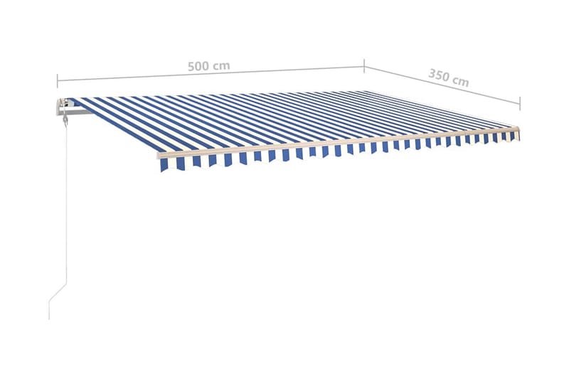 Automatisk markis med vindsensor & LED 500x350 cm blå och vi - Blå - Balkongmarkis - Markiser - Terrassmarkis