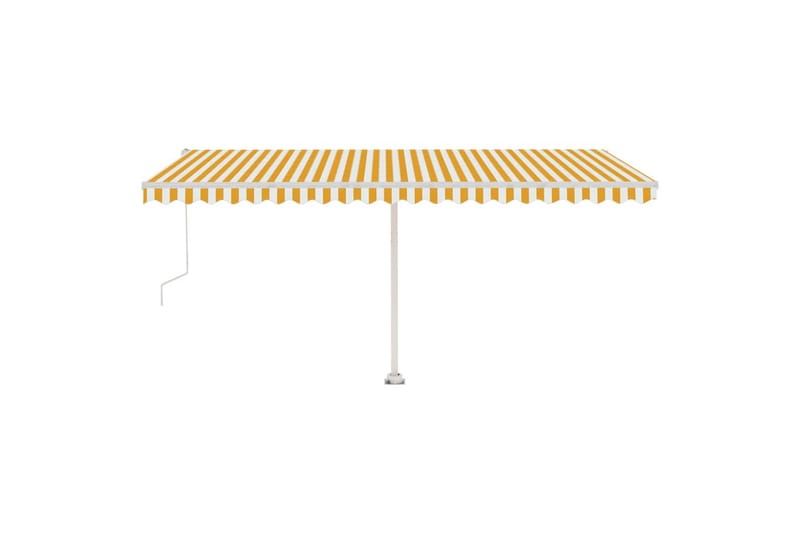Automatisk markis med vindsensor & LED 500x350 cm gul/vit - Gul - Utemöbler - Solskydd - Markiser - Balkongmarkis