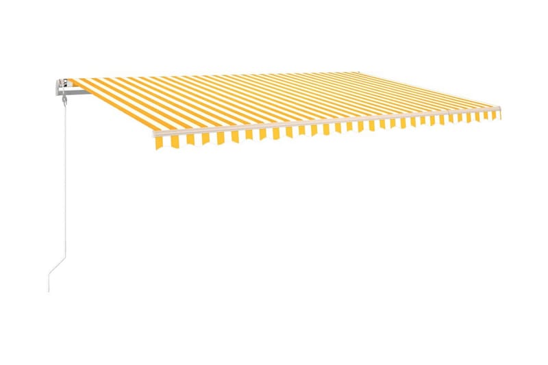 Automatisk markis med vindsensor & LED 500x350 cm gul/vit - Gul - Balkongmarkis - Markiser - Terrassmarkis