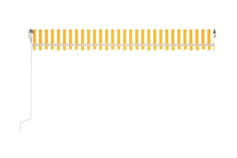 Automatisk markis med vindsensor & LED 500x350 cm gul/vit - Gul - Balkongmarkis - Markiser - Terrassmarkis