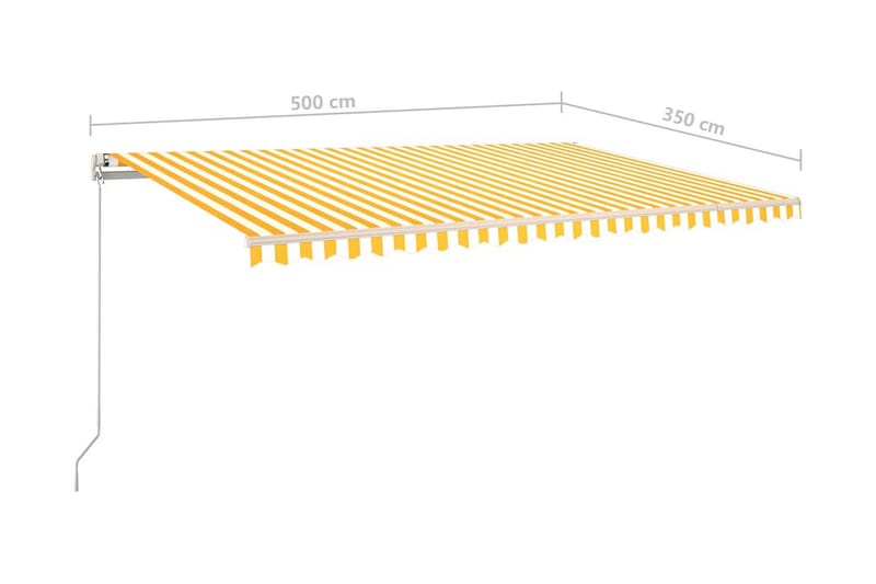 Automatisk markis med vindsensor & LED 500x350 cm gul/vit - Gul - Utemöbler - Solskydd - Markiser - Balkongmarkis