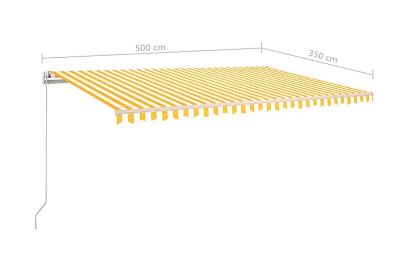 Automatisk markis med vindsensor & LED 500x350 cm gul/vit - Gul - Balkongmarkis - Markiser - Terrassmarkis