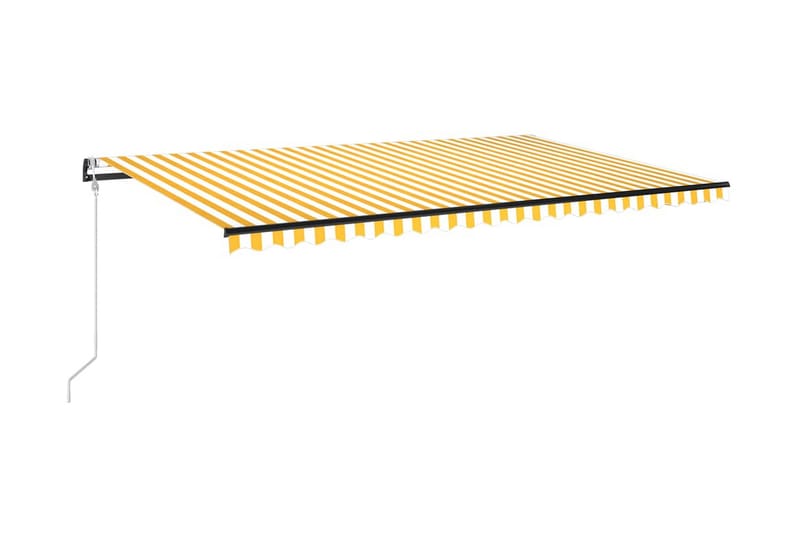 Automatisk markis med vindsensor & LED 500x350 cm gul/vit - Gul - Utemöbler - Solskydd - Markiser - Balkongmarkis