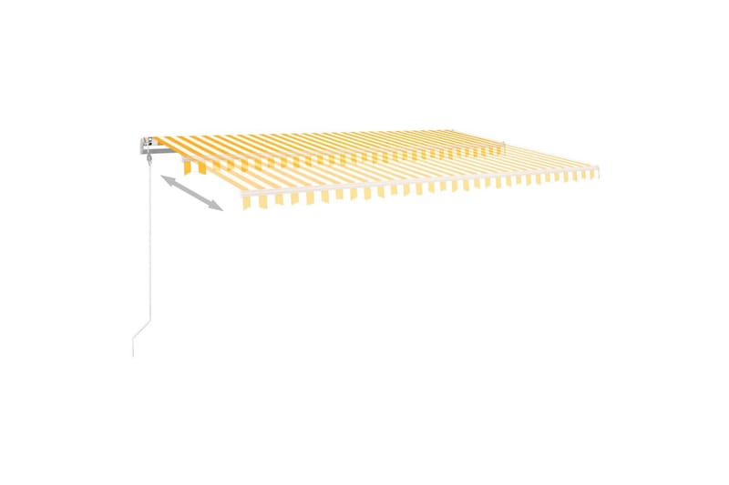 Automatisk markis med vindsensor & LED 5x3,5 m gul och vit - Gul - Balkongmarkis - Markiser - Terrassmarkis