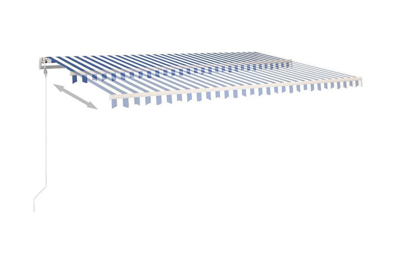 Automatisk markis med vindsensor & LED 5x3 m blå och vit - Blå - Balkongmarkis - Markiser - Terrassmarkis