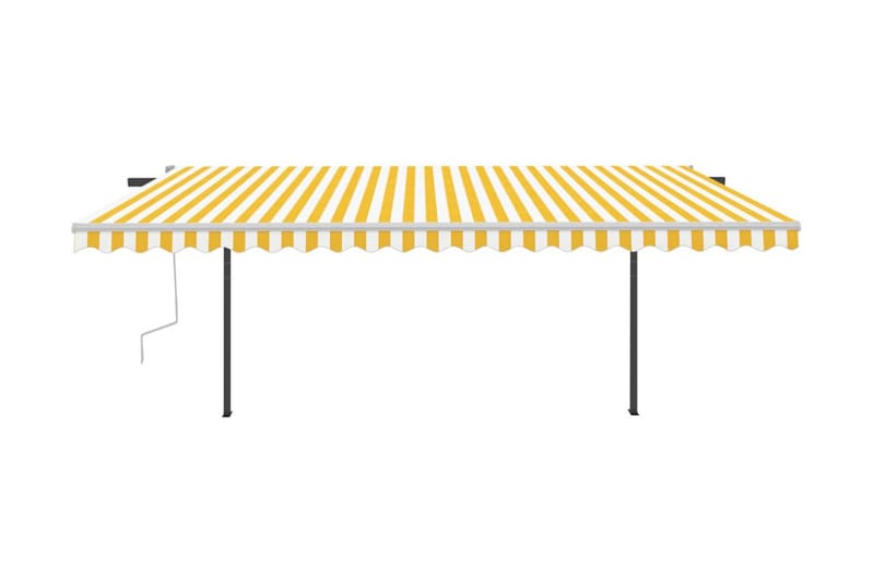 Automatisk markis med vindsensor & LED 5x3 m gul och vit - Gul - Balkongmarkis - Markiser - Terrassmarkis