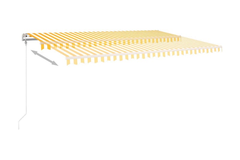 Automatisk markis med vindsensor & LED 5x3 m gul och vit - Gul - Balkongmarkis - Markiser - Terrassmarkis