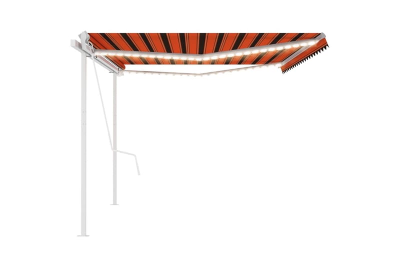 Automatisk markis med vindsensor & LED 5x3 m orange/brun - Orange - Balkongmarkis - Markiser - Terrassmarkis