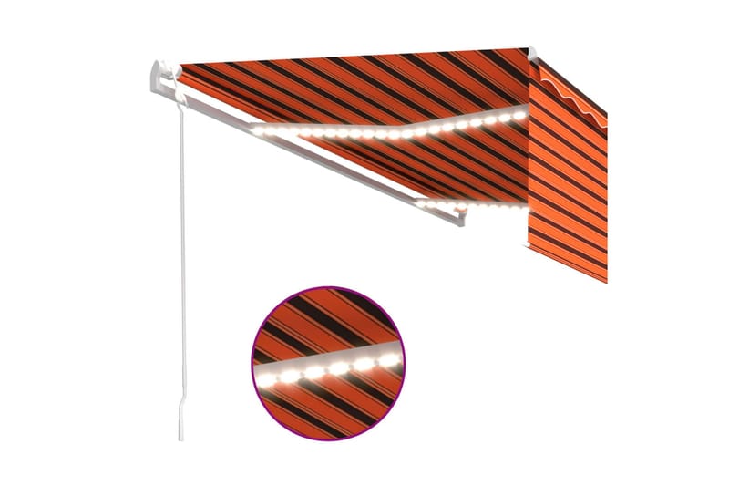Automatisk markis med vindsensor & LED 5x3 m orange/brun - Orange - Fönstermarkis - Markiser