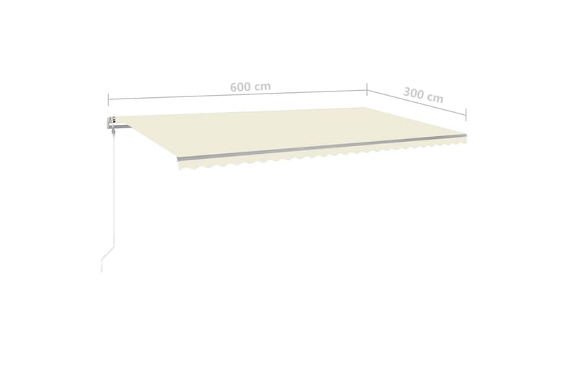 Automatisk markis med vindsensor & LED 600x300 cm gräddvit - Kräm - Utemöbler - Solskydd - Markiser - Balkongmarkis
