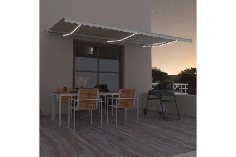 Automatisk markis med vindsensor & LED 600x300 cm gräddvit - Kräm - Utemöbler - Solskydd - Markiser - Balkongmarkis
