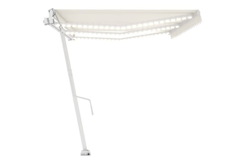 Automatisk markis med vindsensor & LED 600x300 cm gräddvit - Vit - Utemöbler - Solskydd - Markiser - Balkongmarkis