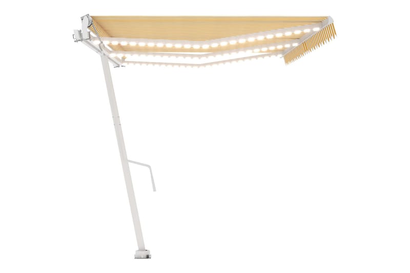 Automatisk markis med vindsensor & LED 600x300 cm gul/vit - Gul - Utemöbler - Solskydd - Markiser - Balkongmarkis
