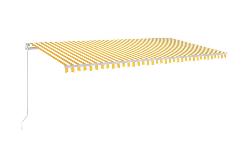 Automatisk markis med vindsensor & LED 600x300 cm gul/vit - Gul - Balkongmarkis - Markiser - Terrassmarkis