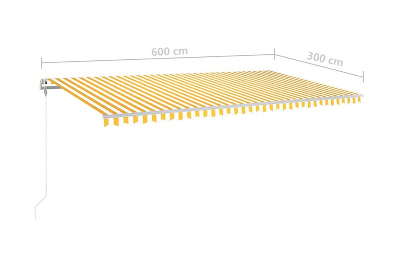 Automatisk markis med vindsensor & LED 600x300 cm gul/vit - Gul - Utemöbler - Solskydd - Markiser - Balkongmarkis