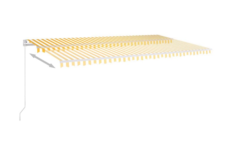 Automatisk markis med vindsensor & LED 600x300 cm gul/vit - Gul - Fönstermarkis - Markiser
