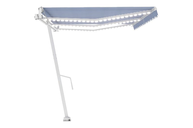 Automatisk markis med vindsensor & LED 600x300cm blå och vit - Blå - Utemöbler - Solskydd - Markiser - Balkongmarkis