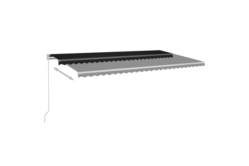 Automatisk markis med vindsensor & LED 600x350 cm antracit - Antracit - Balkongmarkis - Markiser - Terrassmarkis