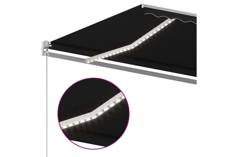 Automatisk markis med vindsensor & LED 600x350 cm antracit - Antracit - Utemöbler - Solskydd - Markiser - Balkongmarkis