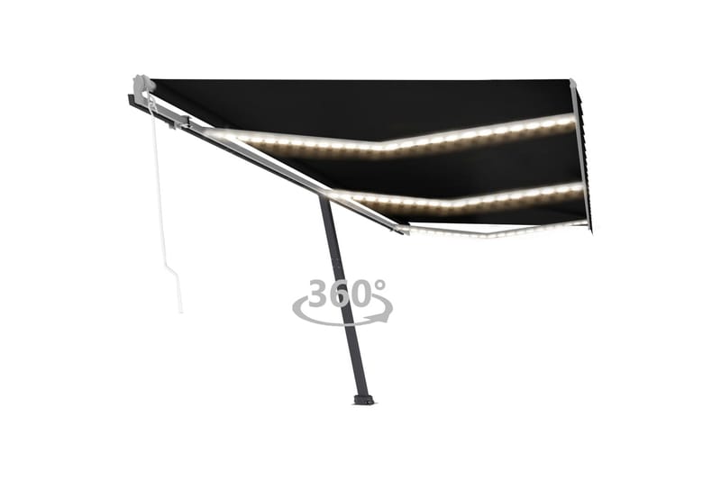 Automatisk markis med vindsensor & LED 600x350 cm antracit - Antracit - Utemöbler - Solskydd - Markiser - Balkongmarkis