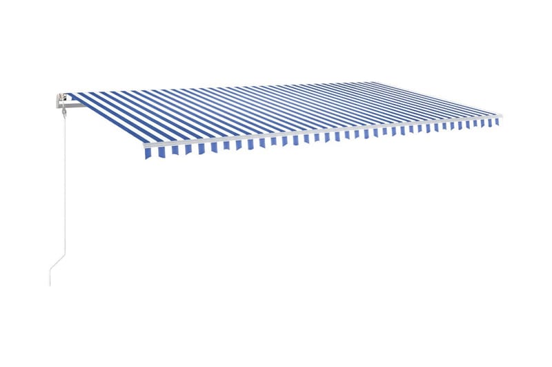 Automatisk markis med vindsensor & LED 600x350 cm blå och vi - Blå - Utemöbler - Solskydd - Markiser - Balkongmarkis