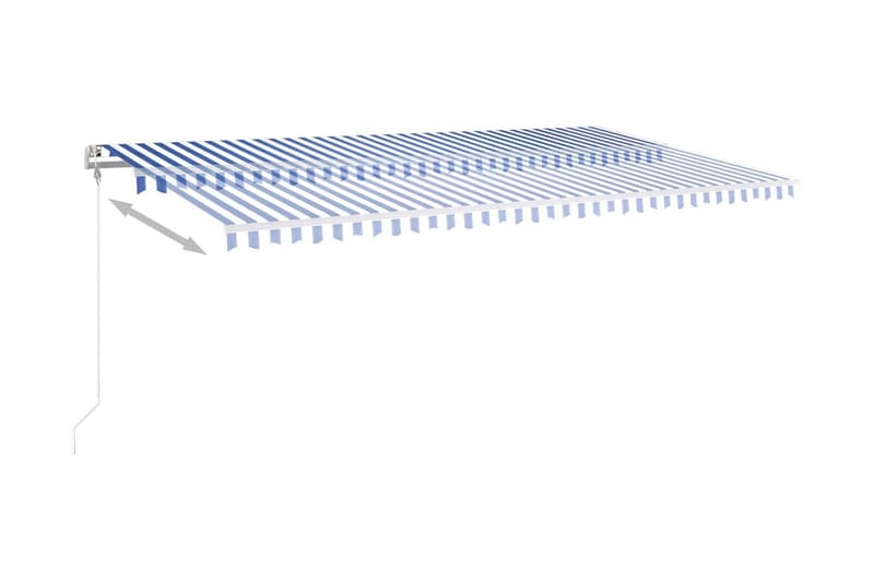 Automatisk markis med vindsensor & LED 600x350 cm blå och vi - Blå - Utemöbler - Solskydd - Markiser - Balkongmarkis