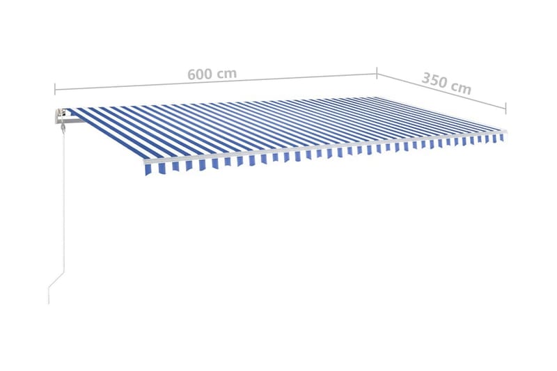 Automatisk markis med vindsensor & LED 600x350 cm blå och vi - Blå - Utemöbler - Solskydd - Markiser - Balkongmarkis