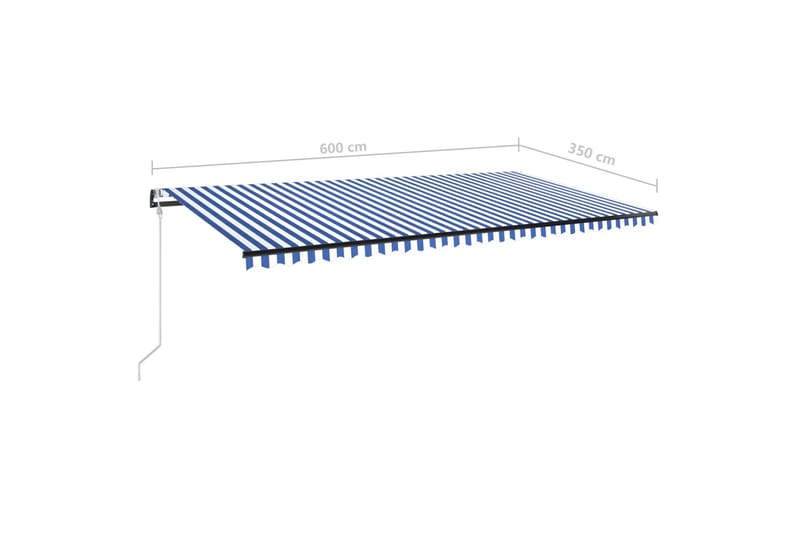 Automatisk markis med vindsensor & LED 600x350 cm blå och vi - Blå - Utemöbler - Solskydd - Markiser - Balkongmarkis