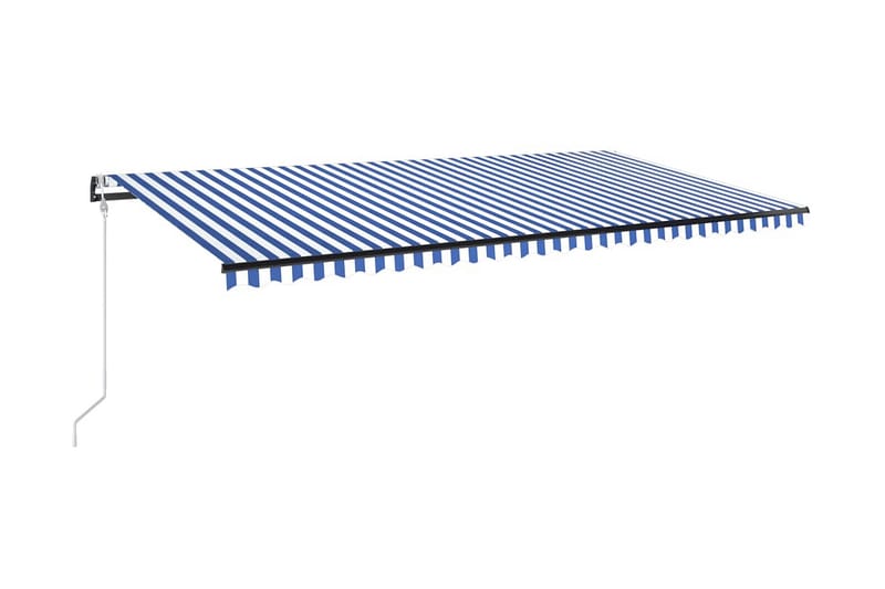Automatisk markis med vindsensor & LED 600x350 cm blå och vi - Blå - Utemöbler - Solskydd - Markiser - Balkongmarkis