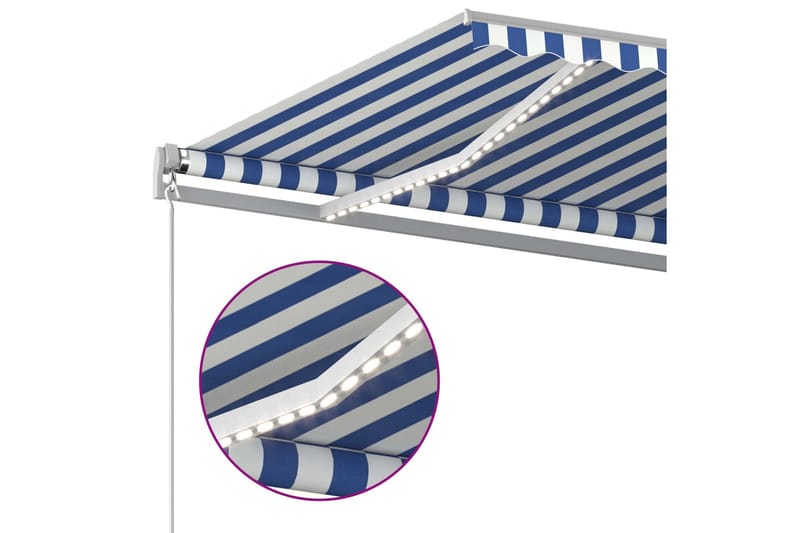 Automatisk markis med vindsensor & LED 600x350 cm - Blå - Utemöbler - Solskydd - Markiser - Balkongmarkis