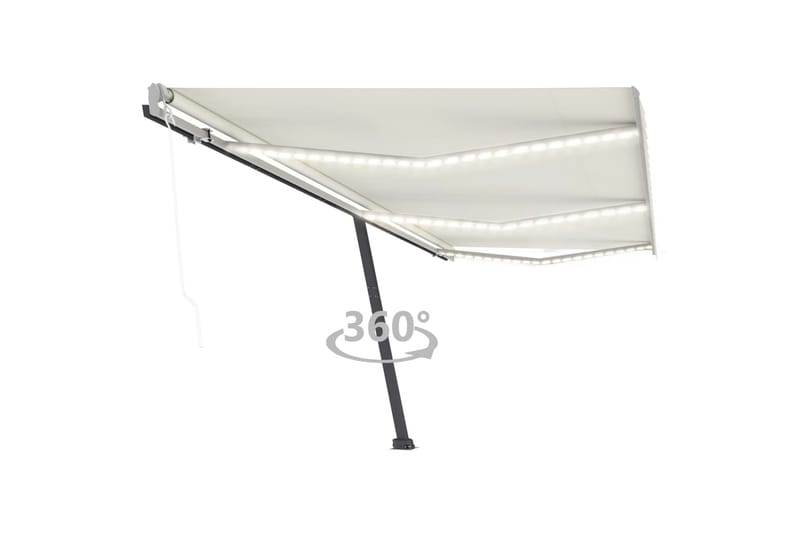 Automatisk markis med vindsensor & LED 600x350 cm gräddvit - Kräm - Utemöbler - Solskydd - Markiser - Balkongmarkis