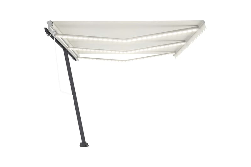 Automatisk markis med vindsensor & LED 600x350 cm gräddvit - Kräm - Utemöbler - Solskydd - Markiser - Balkongmarkis
