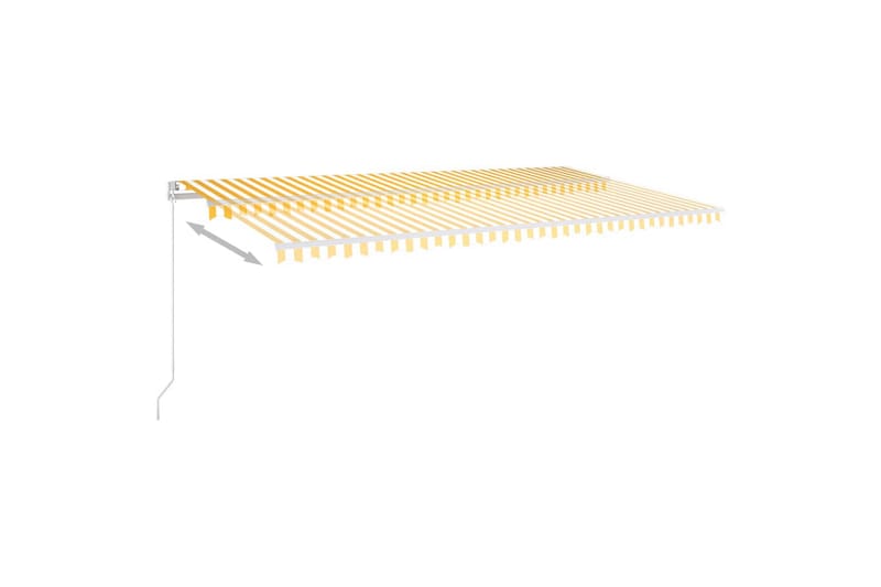 Automatisk markis med vindsensor & LED 600x350 cm gul/vit - Gul - Utemöbler - Solskydd - Markiser - Balkongmarkis